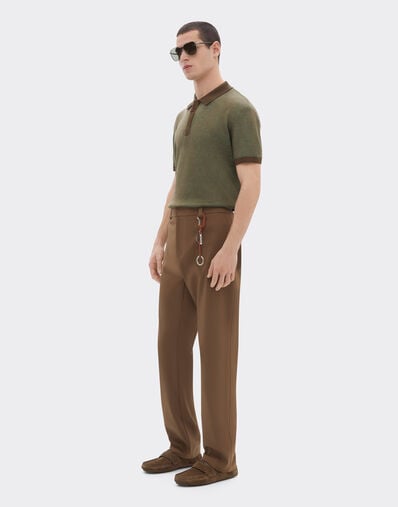 Ferrari Linen, cashmere, and silk polo shirt Khaki Green 50115f