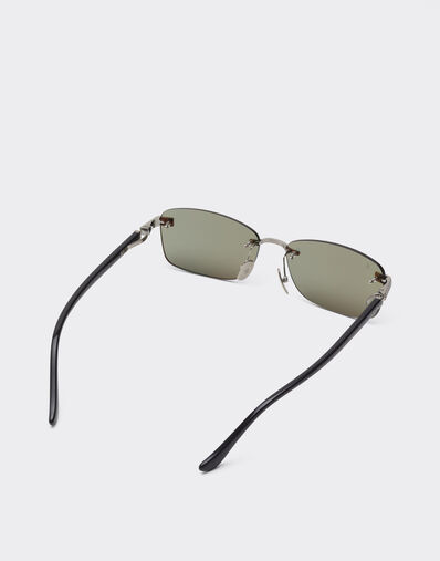 Ferrari Ferrari sunglasses in  brushed silver titanium and acetate with green lenses Silver LA0L7f