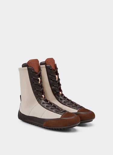 Nappa leather, suede and stretch fabric high-top driver sneaker Ferrari Nappa leather, suede and stretch fabric high-top driver sneaker Beige 22735f