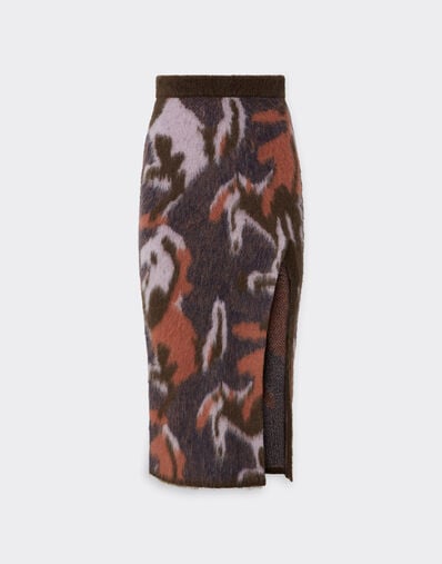 Ferrari Knit skirt with Cavallino Ikat pattern Espresso 22532f