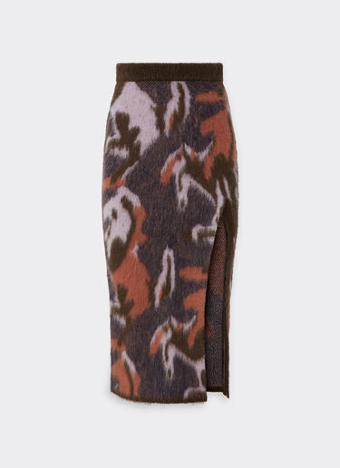 Ferrari Knit skirt with Cavallino Ikat pattern Espresso 22532f