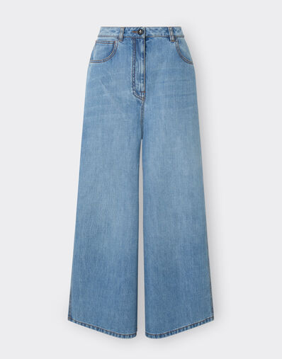 Ferrari Wide-leg denim trousers Light Denim 22230f