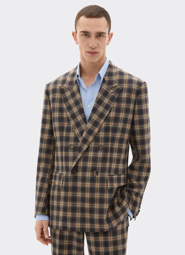 Ferrari Zweireihiger Blazer aus Schottenkaro aus Wolle Mélange-Grau 22596f