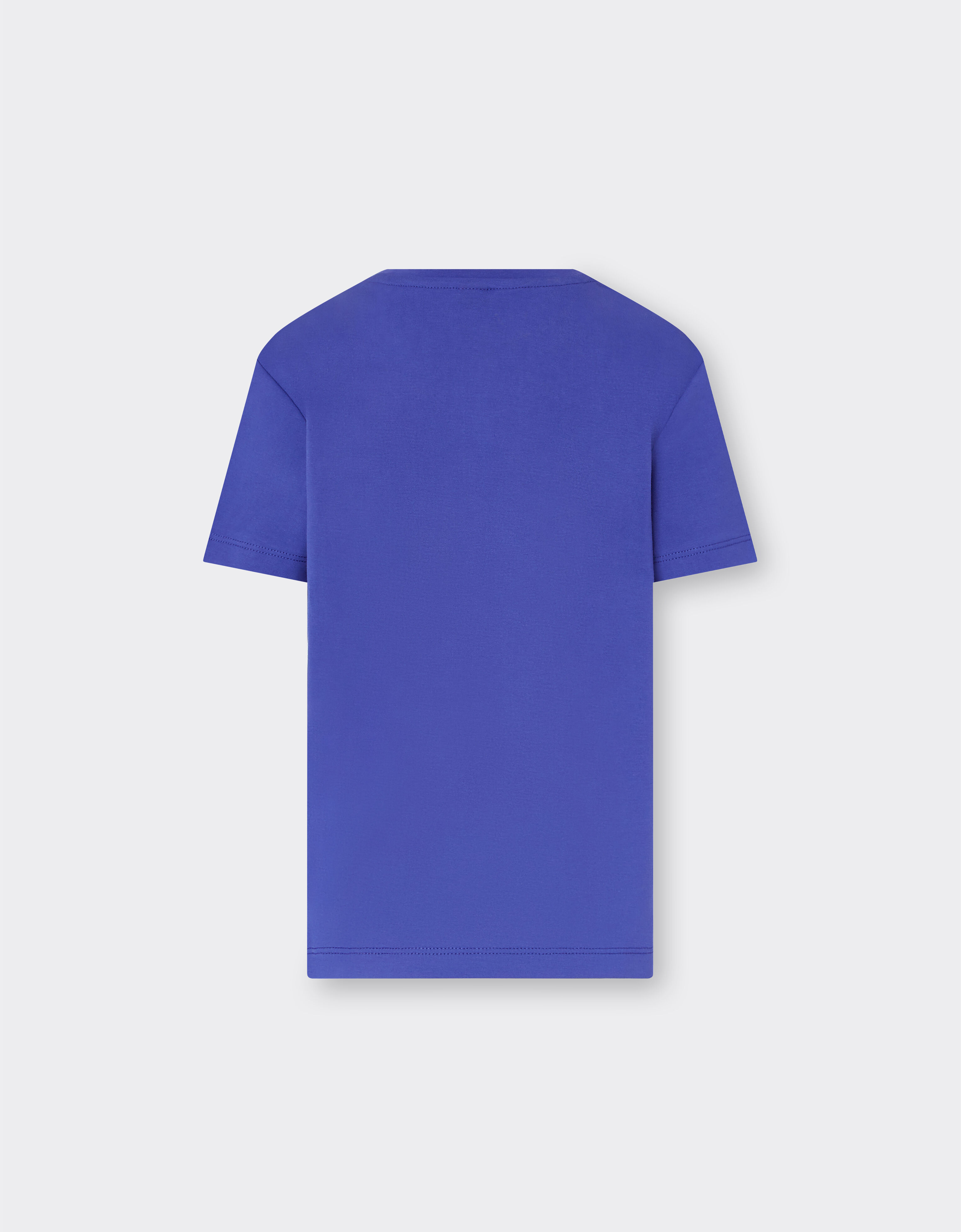 Ferrari T-Shirt mit „Cavallino Rampante“-Aufnäher Pastellblau 48528fK