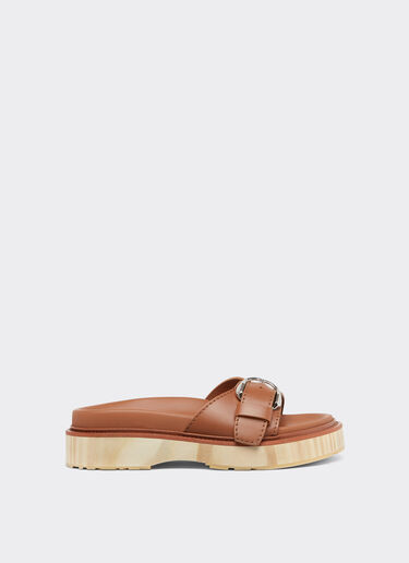 Ferrari Leather sliders with wooden sole Hide 22315f