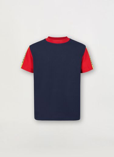 Ferrari T-Shirt für Jungen aus recyceltem technischem Pikee mit Ferrari-Logotape Navy 47252fK