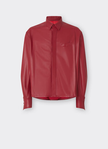Ferrari Veste overshirt en cuir nappa drapé Rouge Maison 22362f