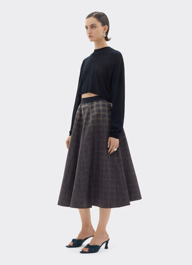 Ferrari Long skirt in chiné check printed nylon Mahogany 22651f