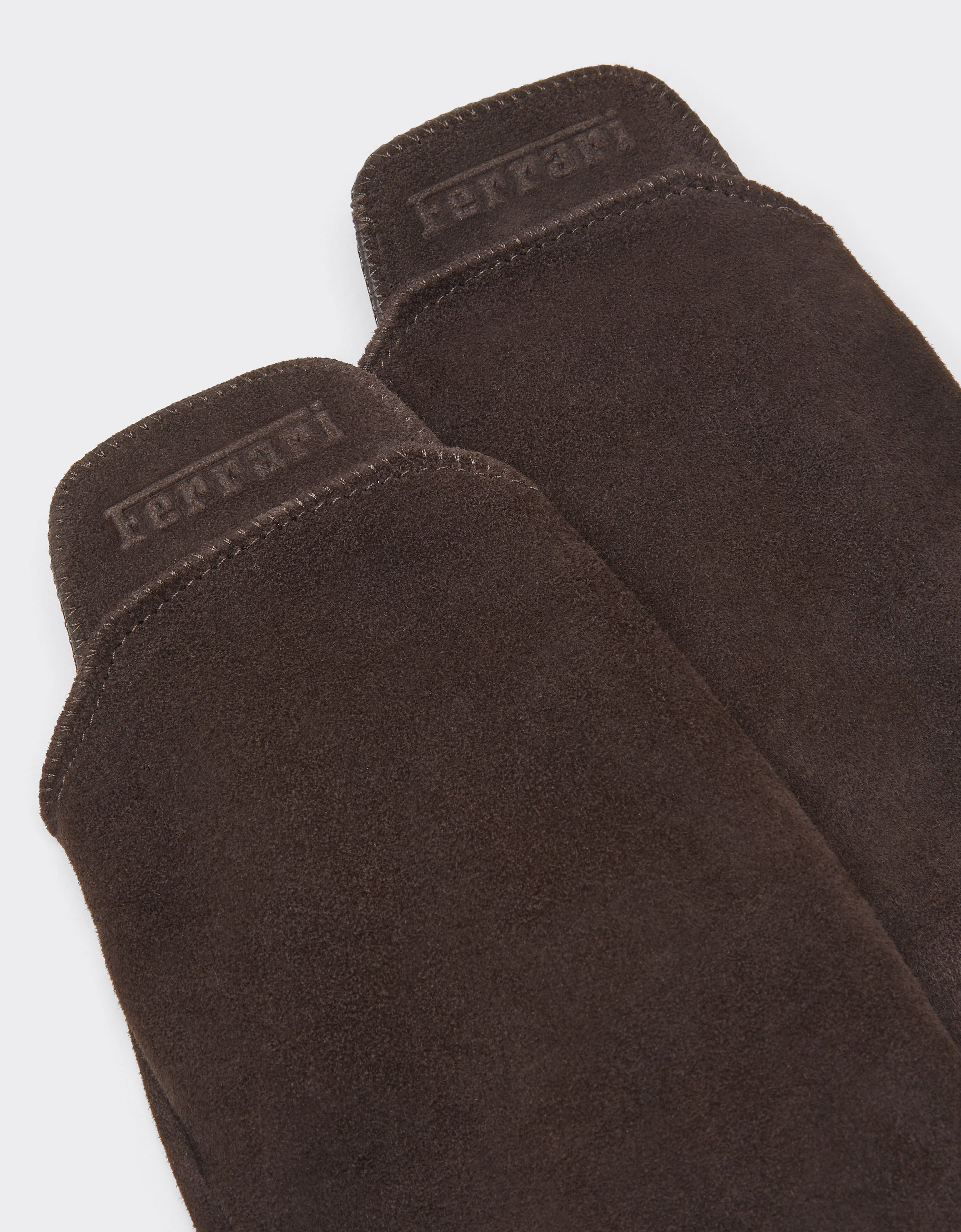 Ferrari Fingerless suede gloves Marrone Scuro 51069f