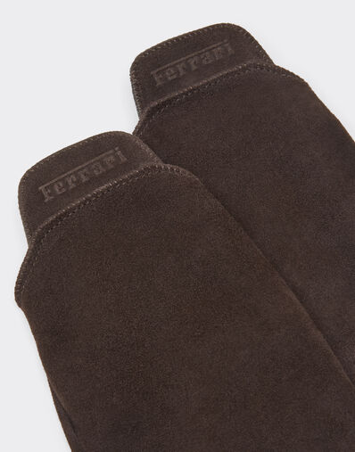 Ferrari Gants sans doigts en cuir suédé Marrone Scuro 51069f