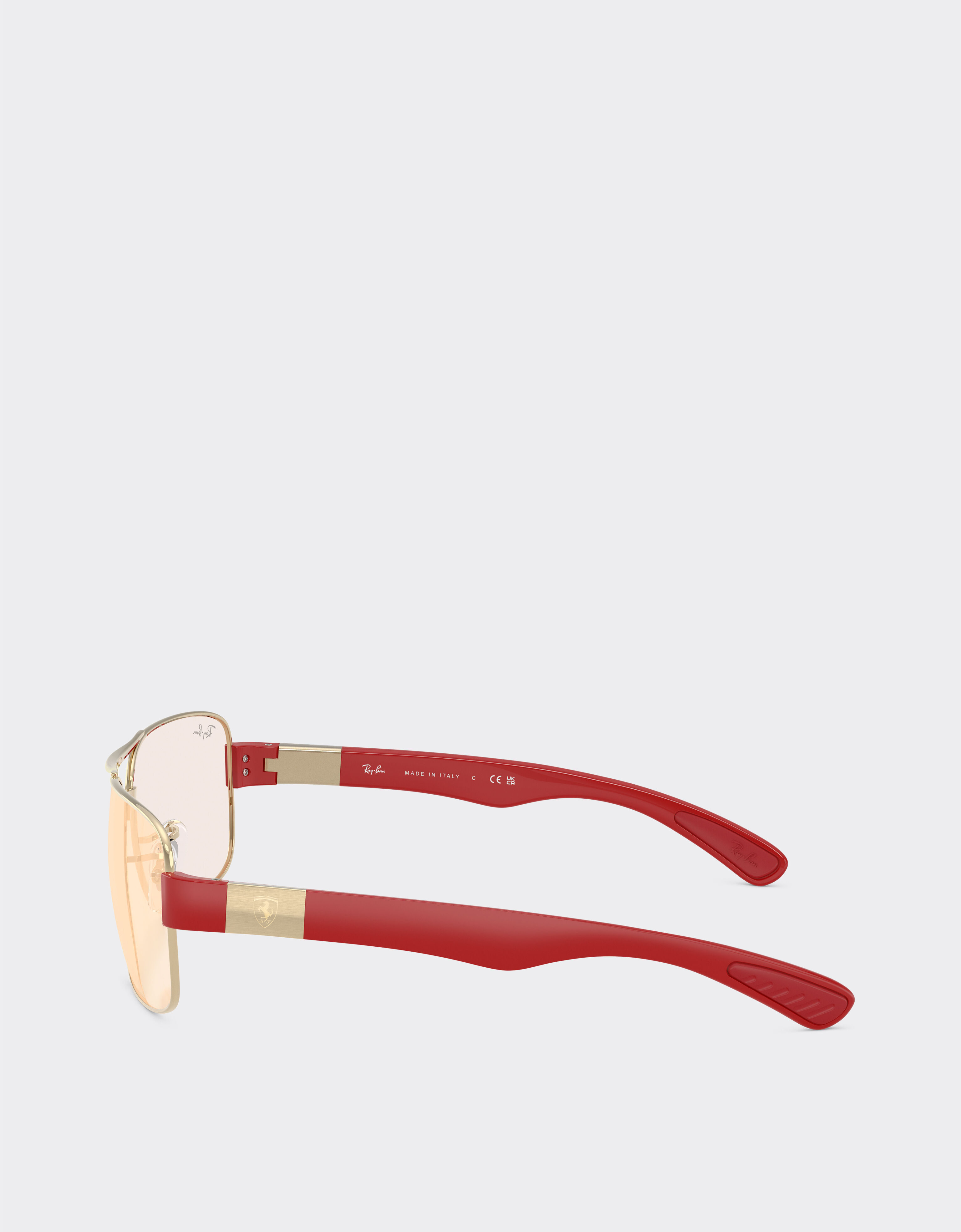 Ferrari Ray-Ban for Scuderia Ferrari RB3763M in metallo argento e plastica rossa con lenti marroni specchiate rosso/giallo Silver LA01Ef