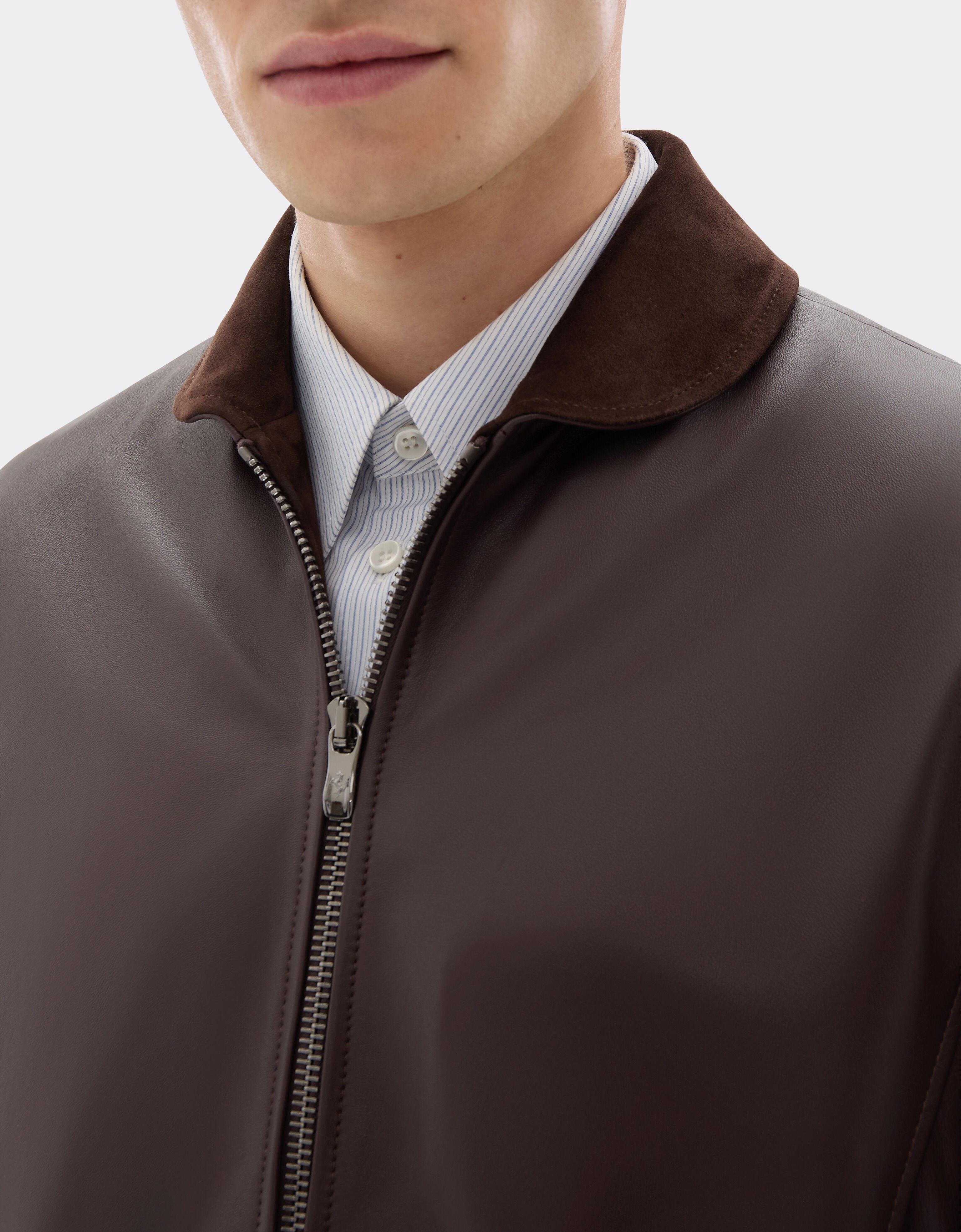 Ferrari Overshirt jacket in nappa and suede Espresso 22579f