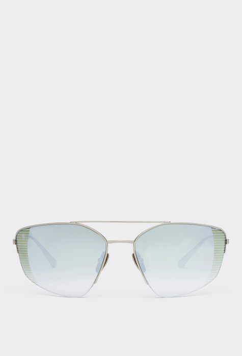 Ferrari Ferrari sunglasses in silver titanium with gradient green mirror lenses Black Matt F1250f
