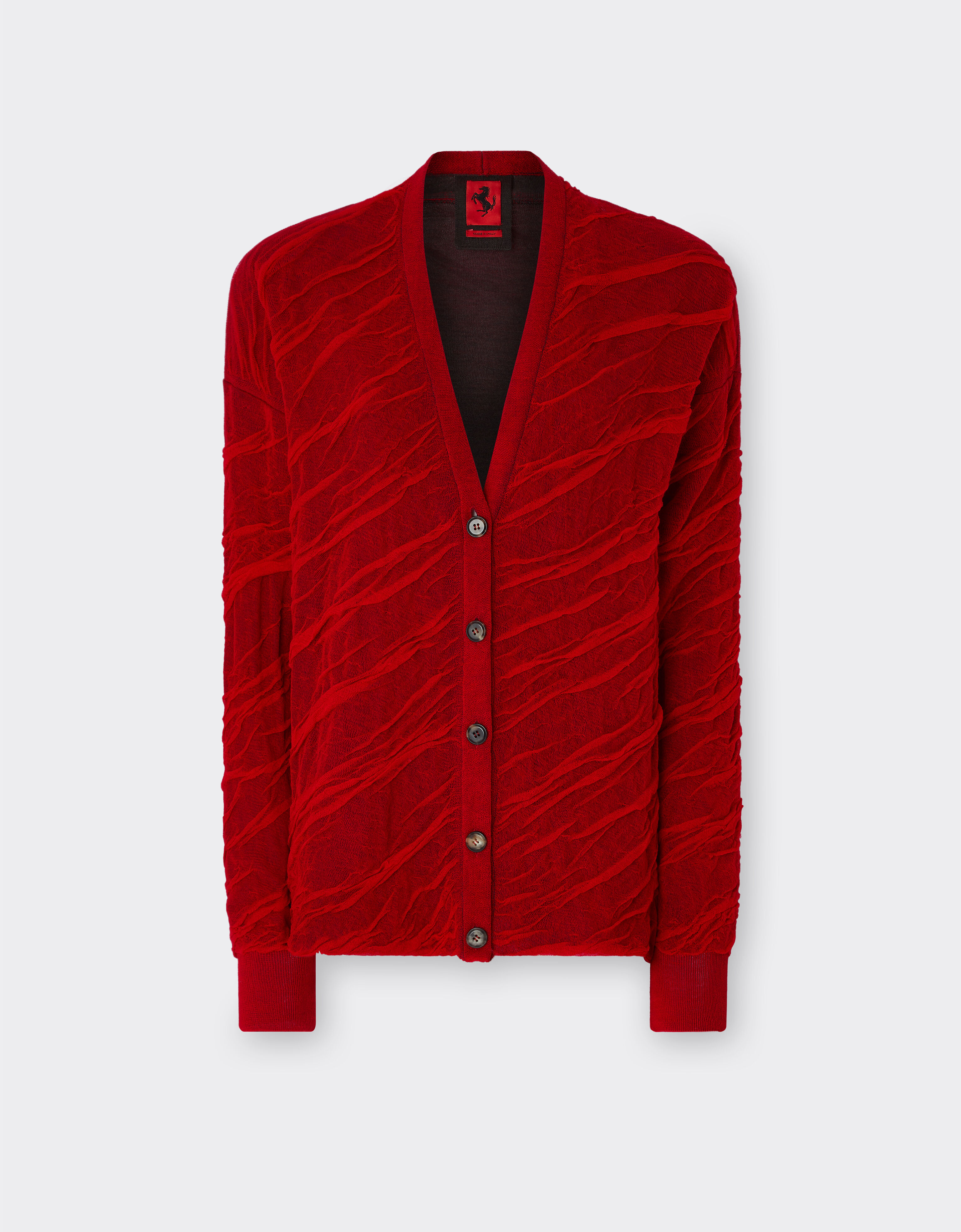 Ferrari Strickjacke aus Wolle und Baumwolle Rosso Dino 21037f