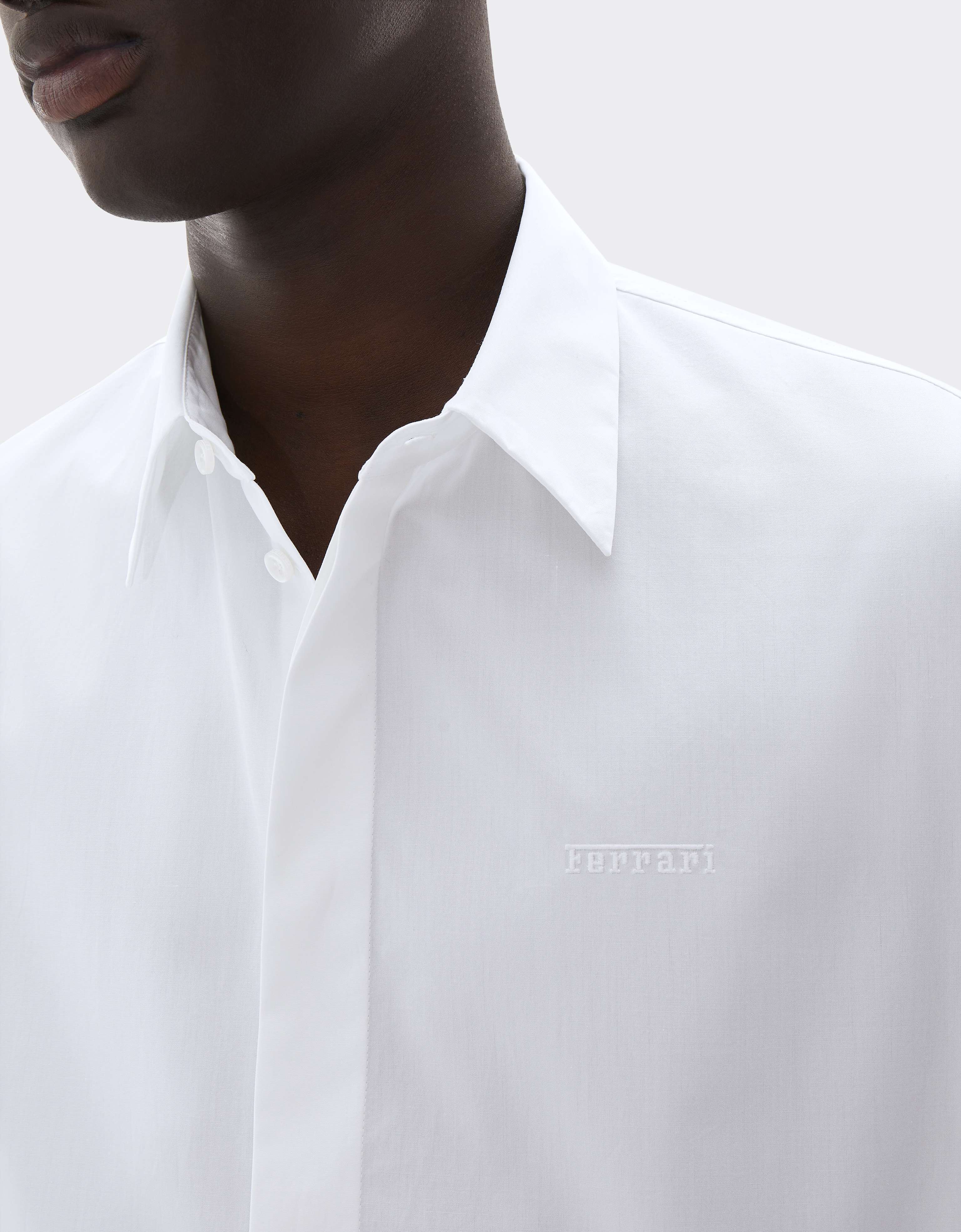 Embroidered Cotton Poplin Shirt Ferrari Embroidered Cotton Poplin Shirt Bianco CWMSH0021WCO0035f