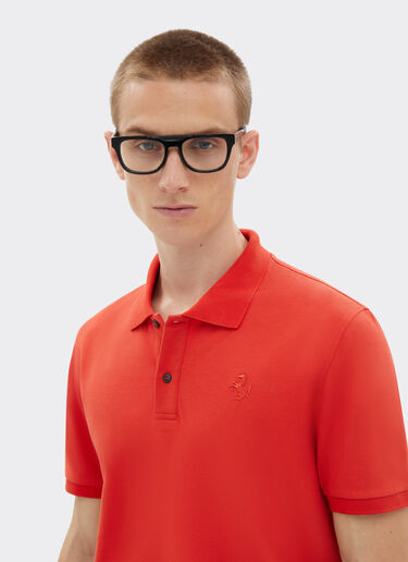 Ferrari Organic cotton piqué polo shirt with Prancing Horse Rosso Dino 47822f