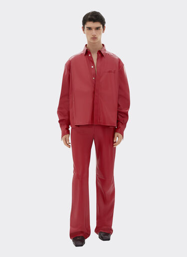 Ferrari Veste overshirt en cuir nappa drapé Rouge Maison 22362f