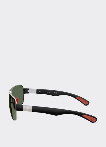 Ray-Ban for Scuderia Ferrari RB3763M in silver-tone metal and black plastic with dark green lenses Ferrari Ray-Ban for Scuderia Ferrari RB3763M in silver-tone metal and black plastic with dark green lenses Silver LA01Ff