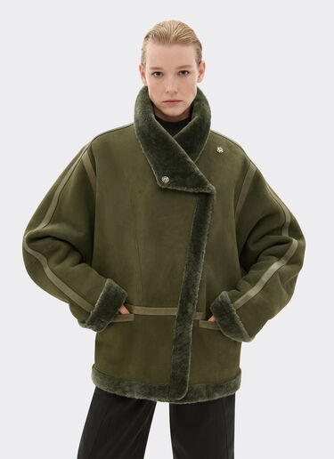 Ferrari Caban in lana merino effetto astrakan Verde Loden 49249f