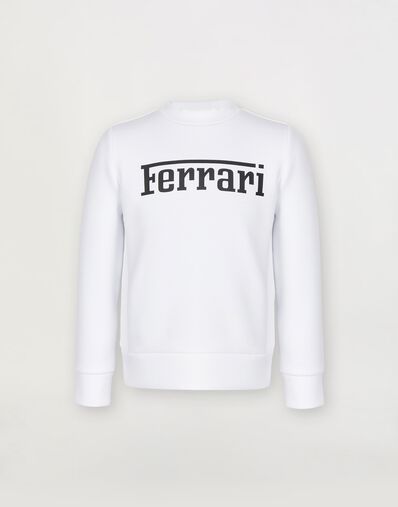 Ferrari Children’s sweatshirt in recycled scuba fabric with large Ferrari logo Optical White 46994fK