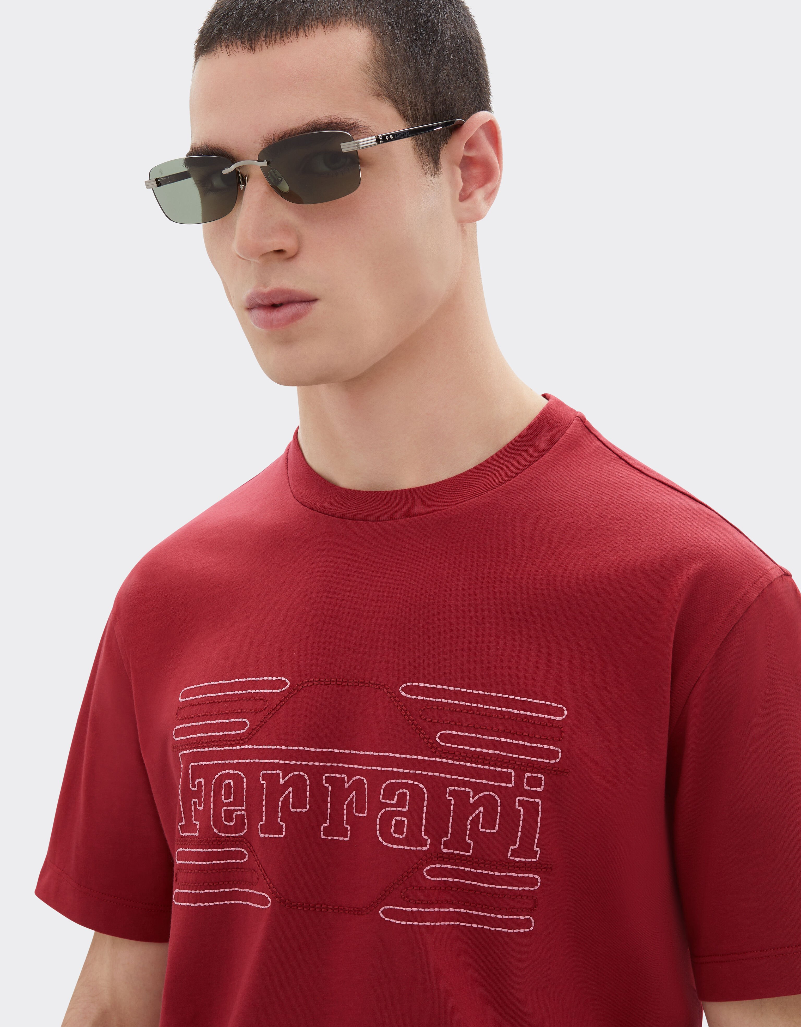 Cotton T-shirt with embroidery Ferrari Cotton T-shirt with embroidery Maison Red 50836f