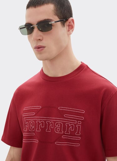 Cotton T-shirt with embroidery Ferrari Cotton T-shirt with embroidery Maison Red 50836f