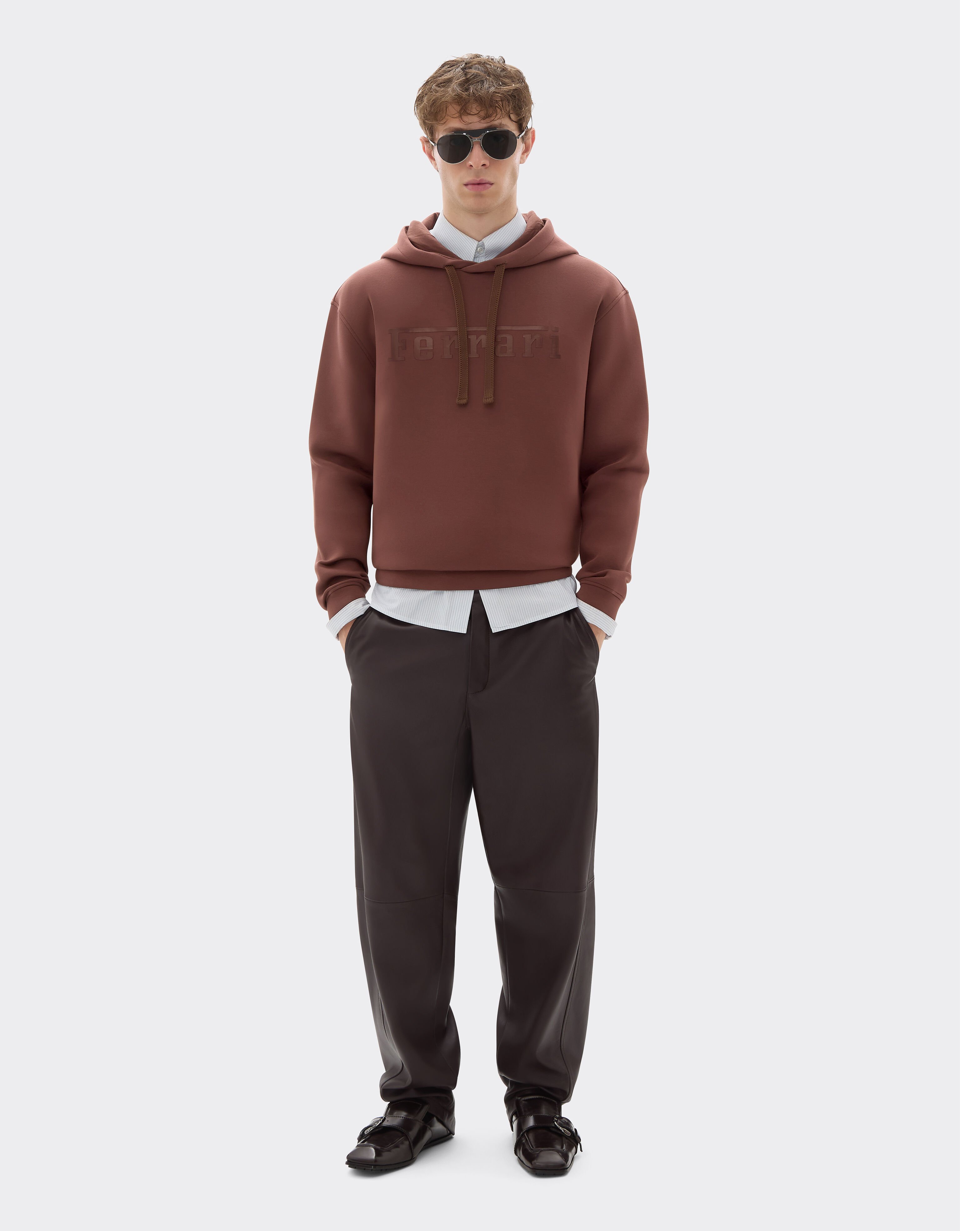 Ferrari Hooded sweatshirt in scuba Espresso 49280f