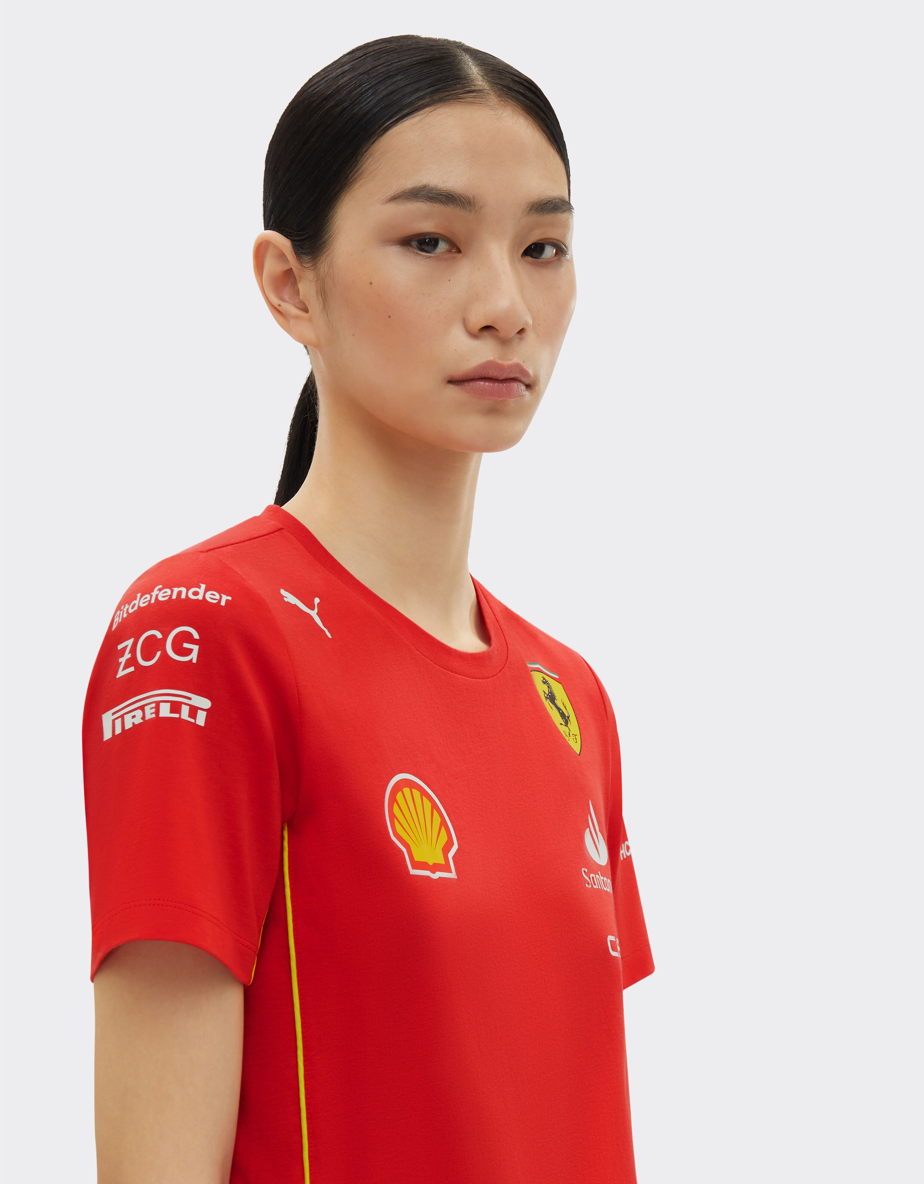 2024 Scuderia Ferrari Team Replica T shirt in Rosso Corsa for Women Ferrari