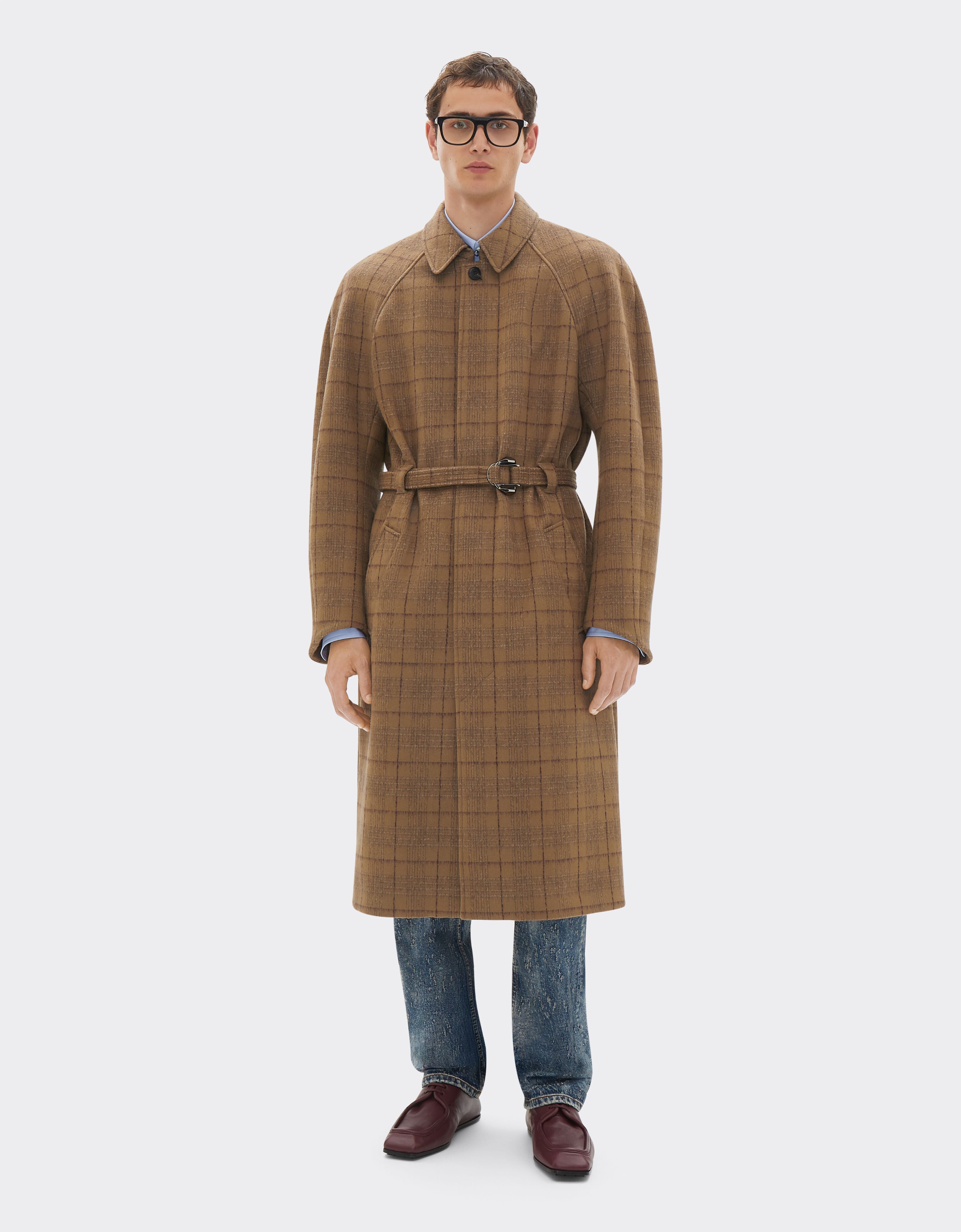 Ferrari Tartan mouliné wool coat Espresso 22591f
