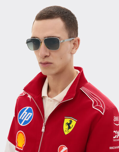 Ferrari Ray-Ban for Scuderia Ferrari RB8336M in matt black metal and light carbon fibre with gradient grey lenses Silver LA02Gf