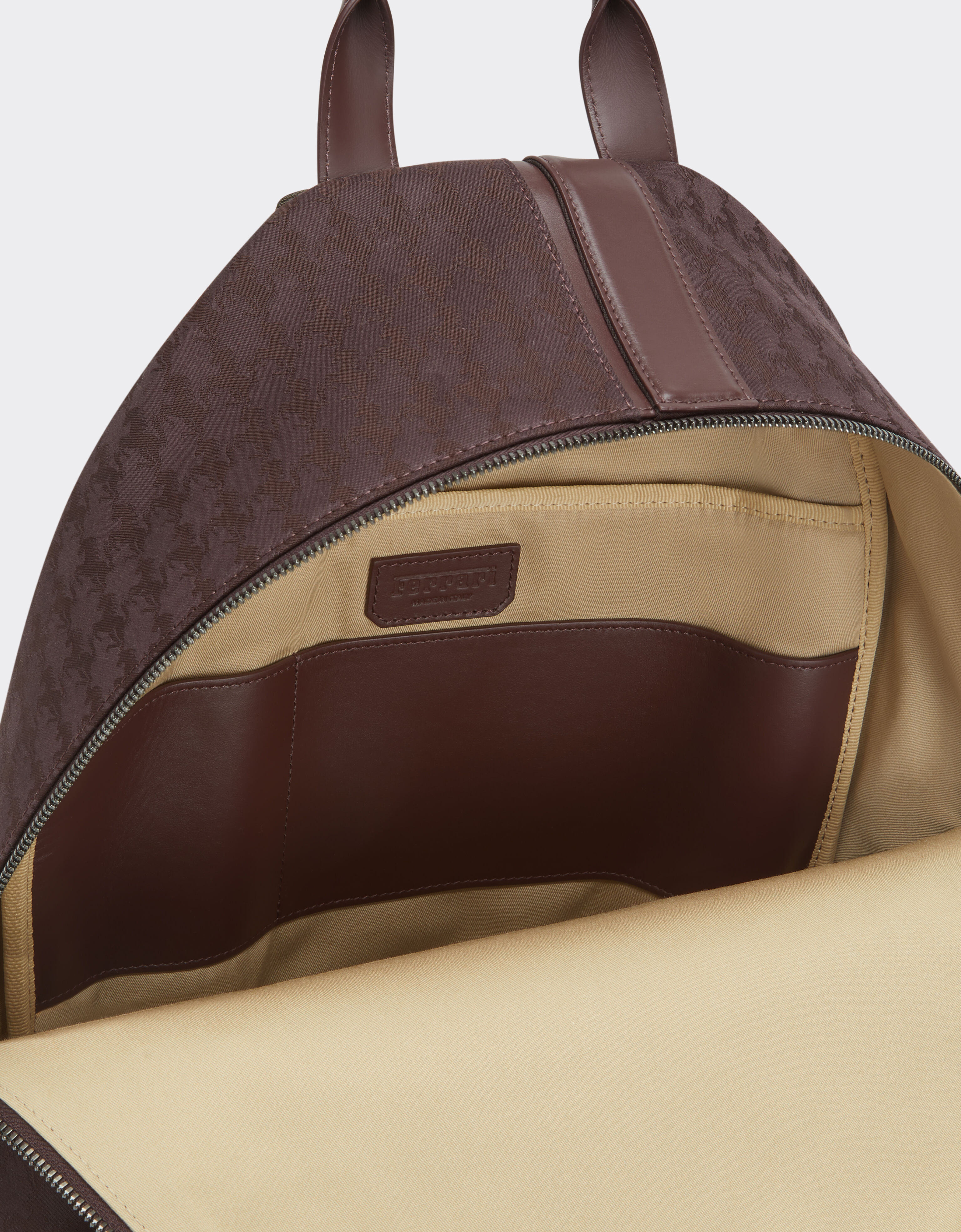 Ferrari Q-Cycle® jacquard backpack with Cavallino pattern Mahogany 49136f