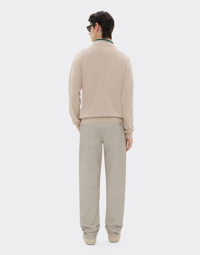 Ferrari Cotton and silk long sleeve sweater Ecru 48378f