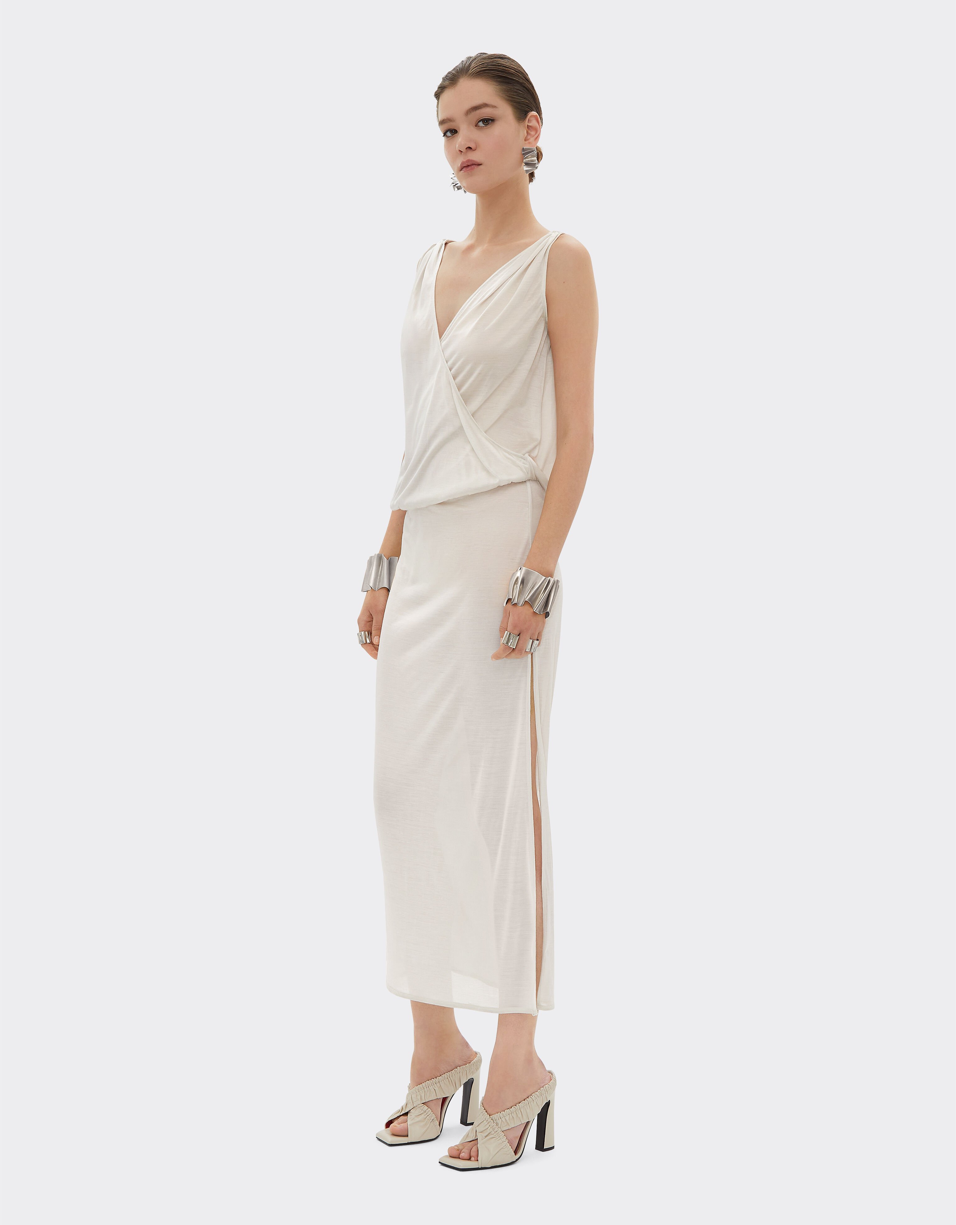 Ferrari Sleeveless dress in silk jersey Ecru 22174f