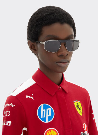 Ferrari Ray-Ban for Scuderia Ferrari RB3776M in silver and black metal with polarised dark grey lenses Silver LA0EHf