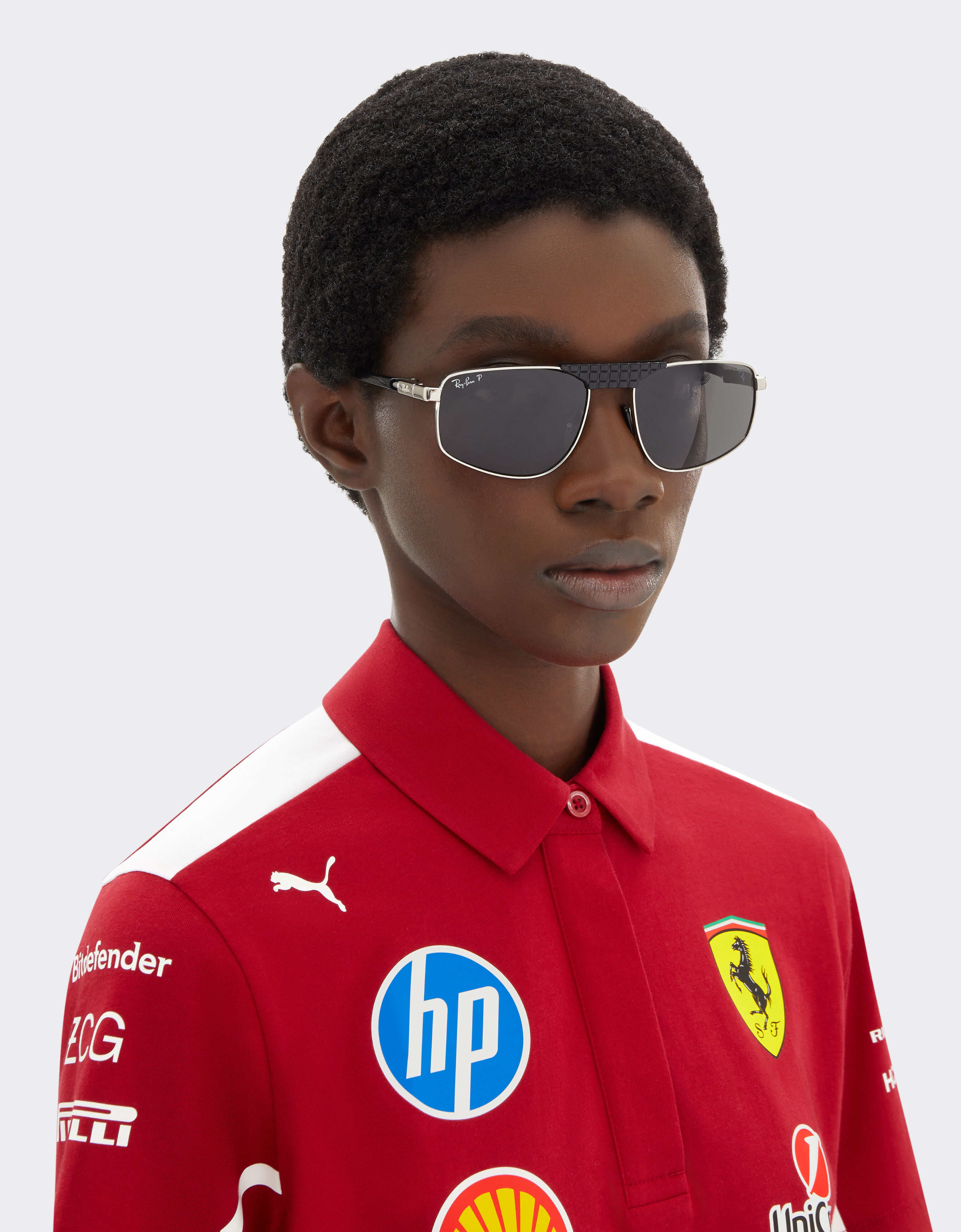 Ferrari Ray-Ban for Scuderia Ferrari RB3776M in silver and black metal with polarised dark grey lenses Silver LA0EHf