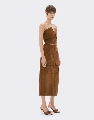 Suede Skirt with Pockets Ferrari Suede Skirt with Pockets Caffè CLWSK0010LCK0003f