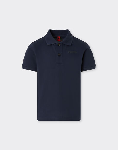 Ferrari Polo in cotone organico con logo Ferrari Navy 22760fK