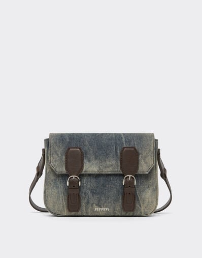 Ferrari Messenger bag in acid-washed denim Blu Denim 51330f