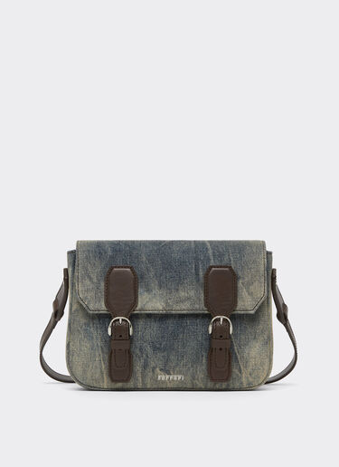 Ferrari Sac messager en denim acidulé Blu Denim 51330f