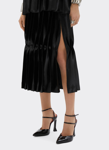 Ferrari Pleated skirt in liquid satin Black 21632f