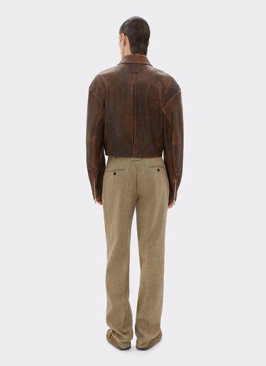 Damask leather blouson Ferrari Damask leather blouson Khaki Green 50086f