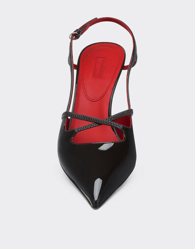 Ferrari Slingback shoes in black patent leather with midi heel Black 21286f