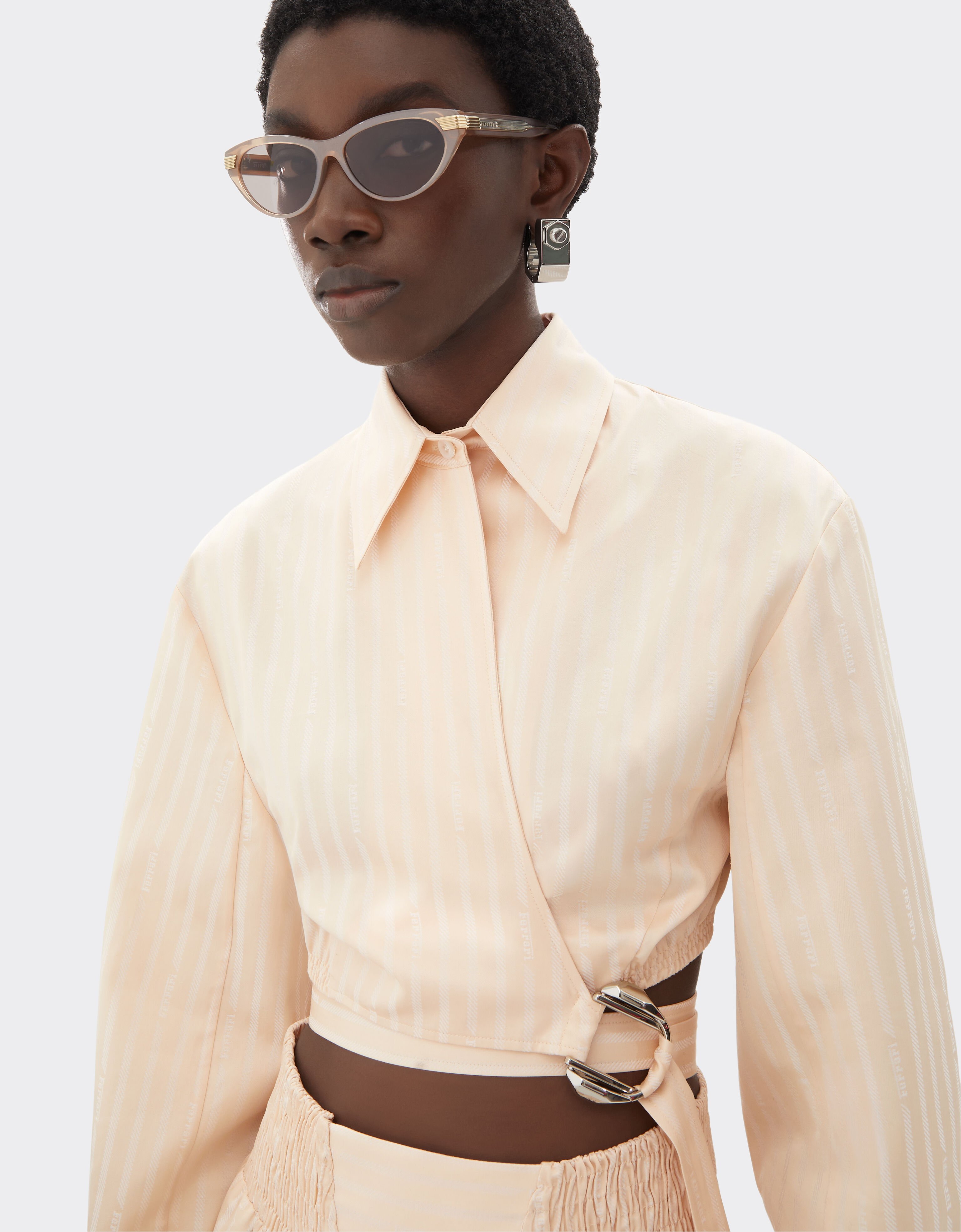 Ferrari Cotton shirt with Ferrari Monogram motif Powder Pink 50076f