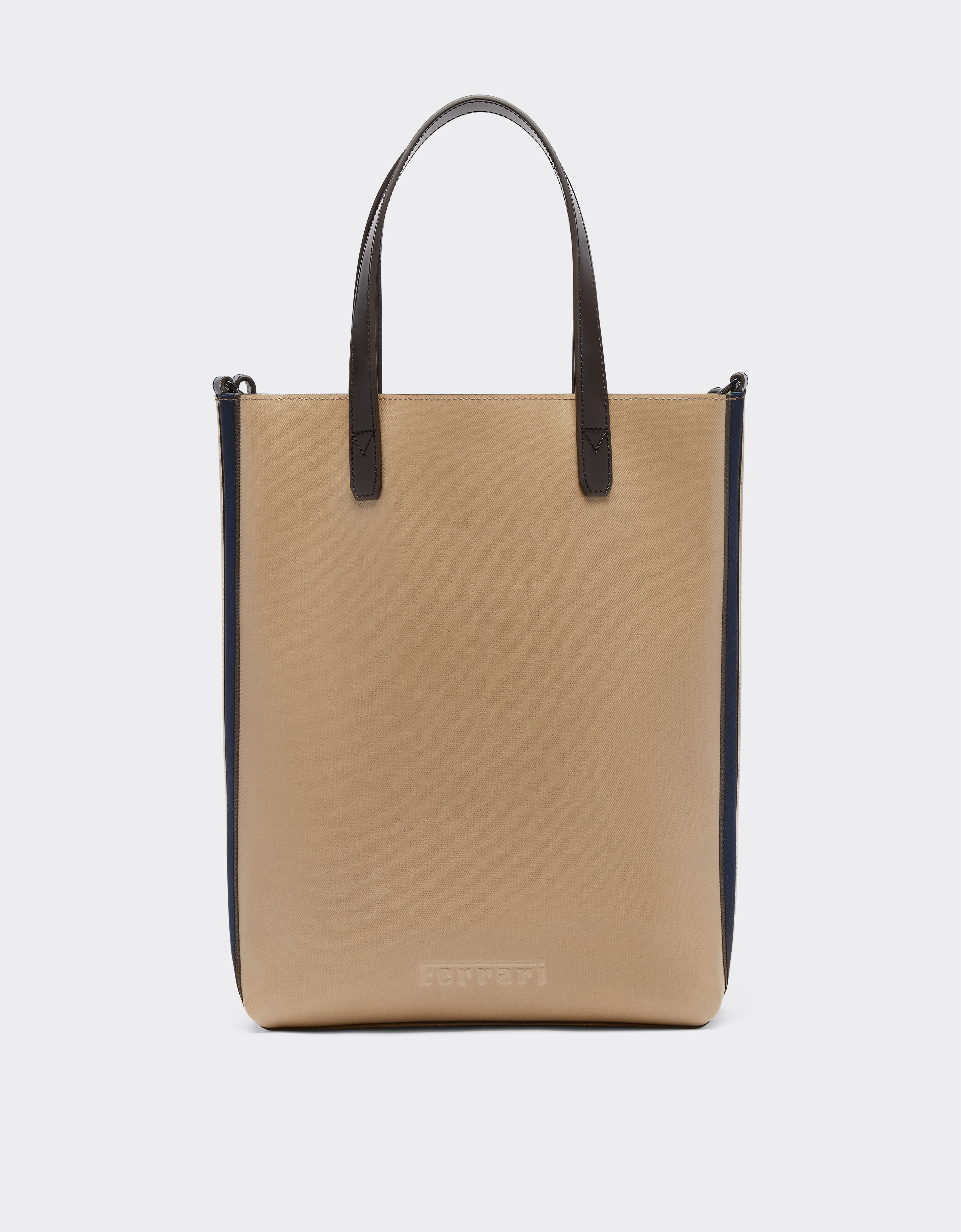 ${brand} Vertical tote bag in coated canvas and leather ${colorDescription} ${masterID}