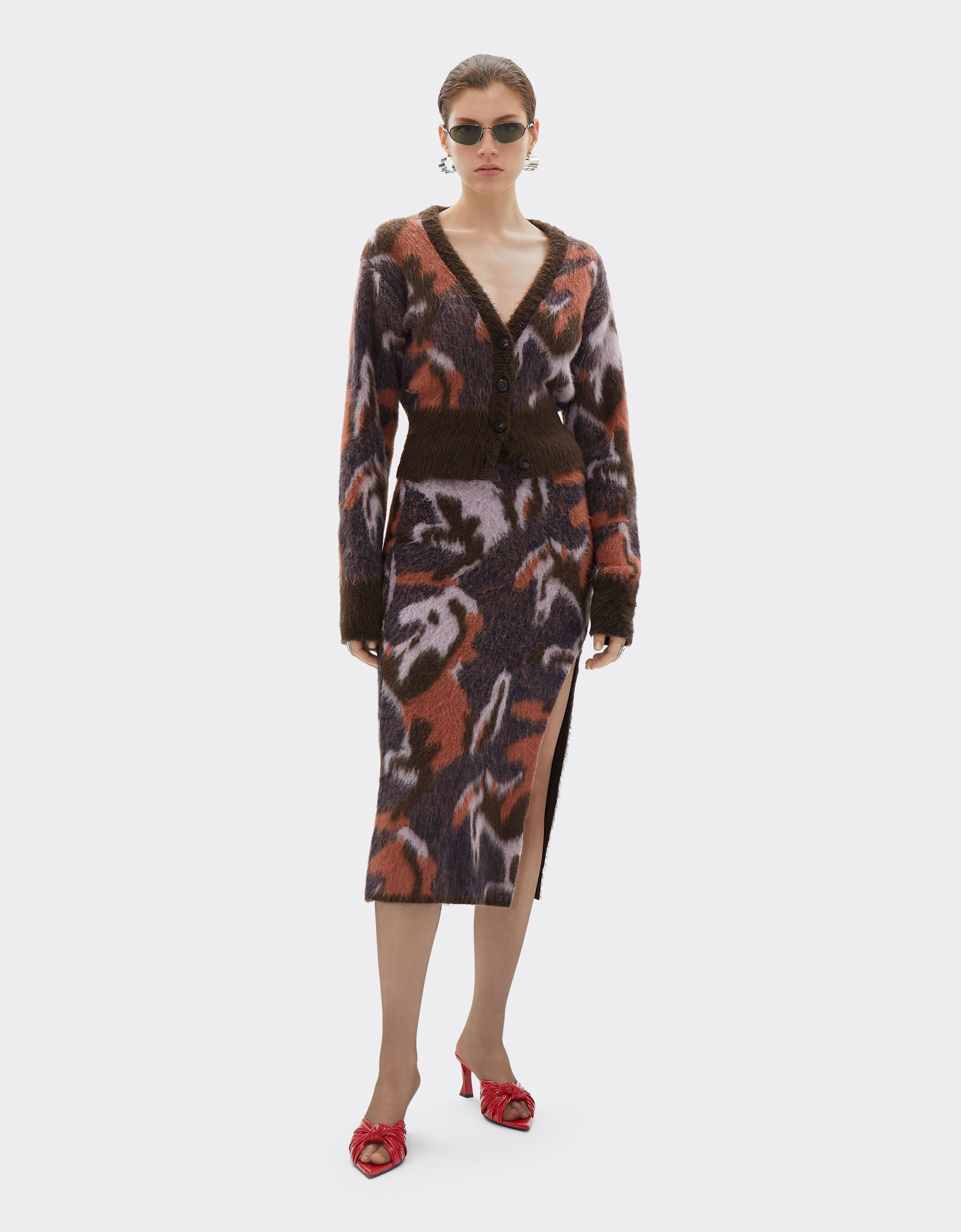 Ferrari Knit skirt with Cavallino Ikat pattern Espresso 22532f