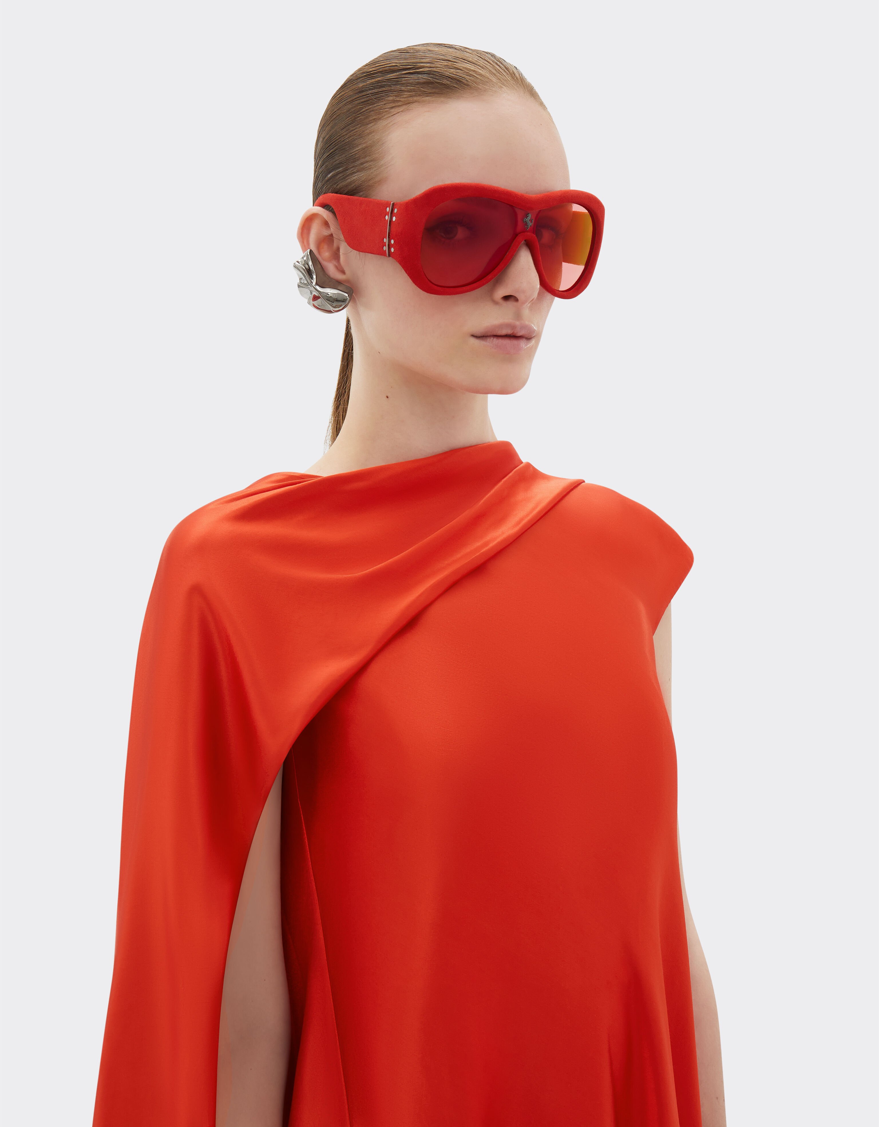 Ferrari Limited Edition Ferrari red leather covered sunglasses with red mirror lens Red F1244f