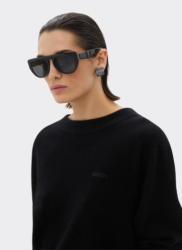 Ferrari Gafas de sol Ferrari de acetato negro con lentes de espejo polarizadas Negro F1201f