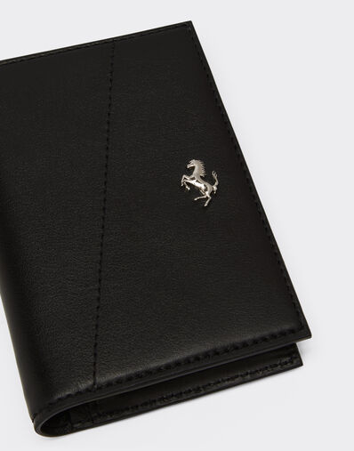 Ferrari Porte-cartes pliable en cuir lisse Noir 20351f