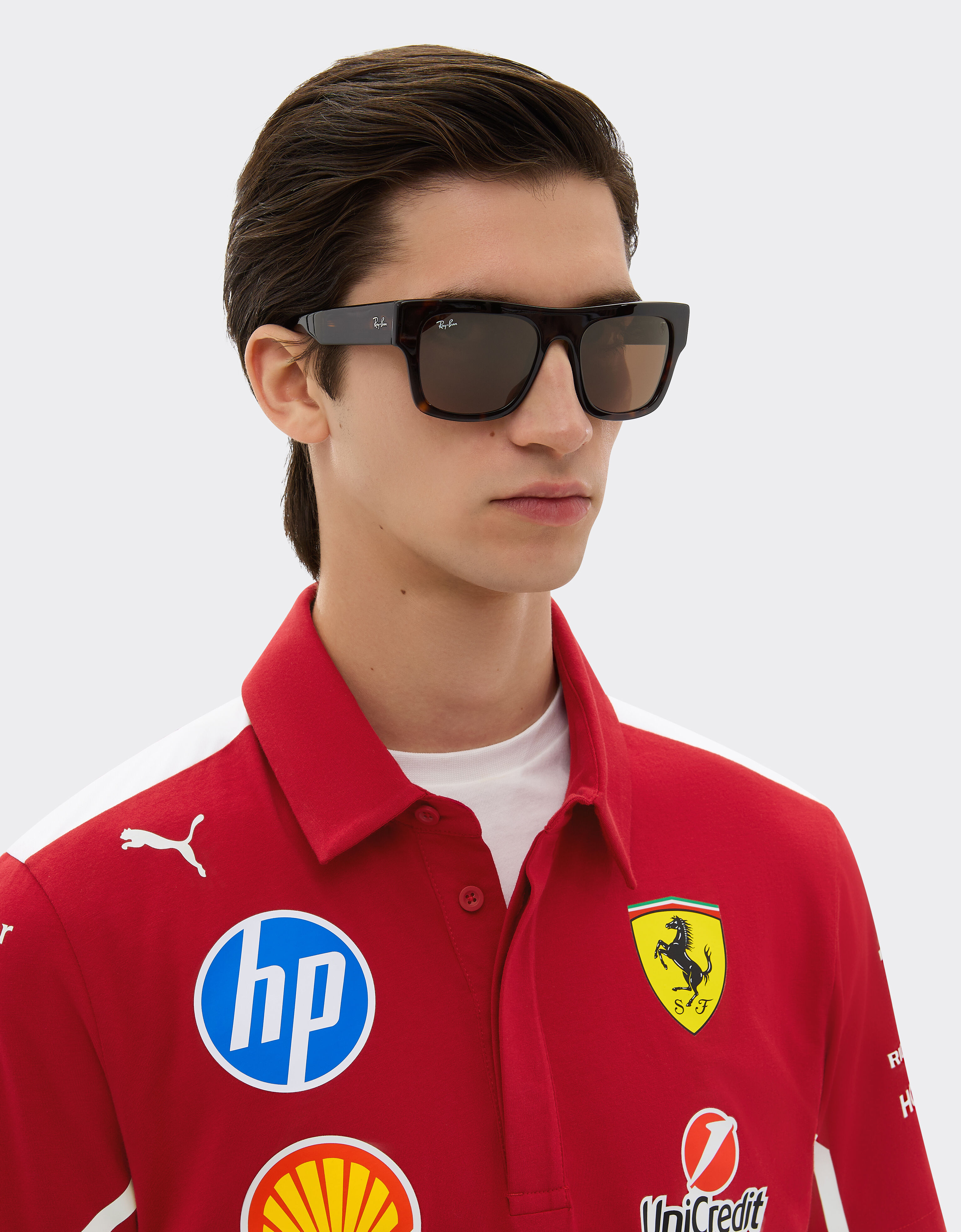 Ferrari Ray-Ban for Scuderia Ferrari RB2217M in havana acetate with dark brown lenses Beige LA01Hf
