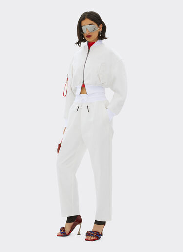 Ferrari Pantalone jogger in drill di cotone Bianco Ottico 48505f